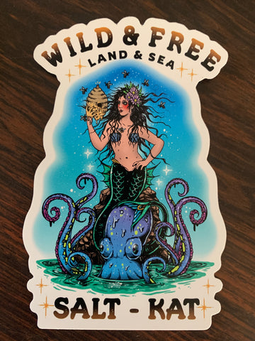 Mermaid with Octopus Vinyl Sticker