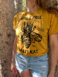 Honey Bee Women's Hemmed Crop Top Tee Shirt