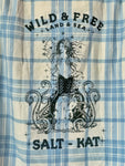 Mermaid with Octopus Flannel (Lt. Blue Checkered)